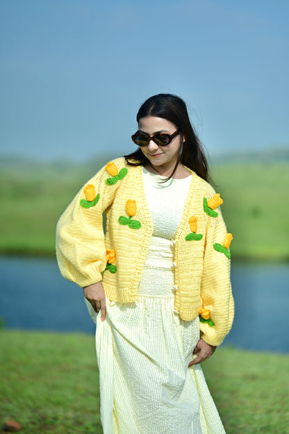 Dutch Flower Cardigan - Yellow