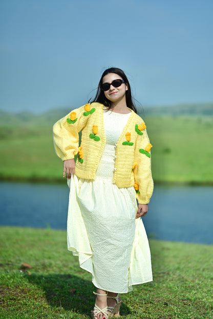 Dutch Flower Cardigan - Yellow