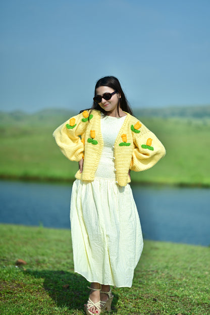 Dutch Flower Cardigan - Yellow