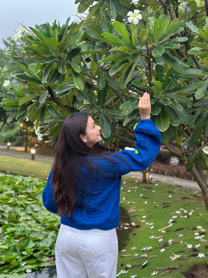 Dutch Flower Cardigan - Royal Blue