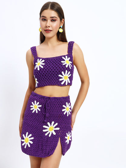 Purple Daisy Crochet Set