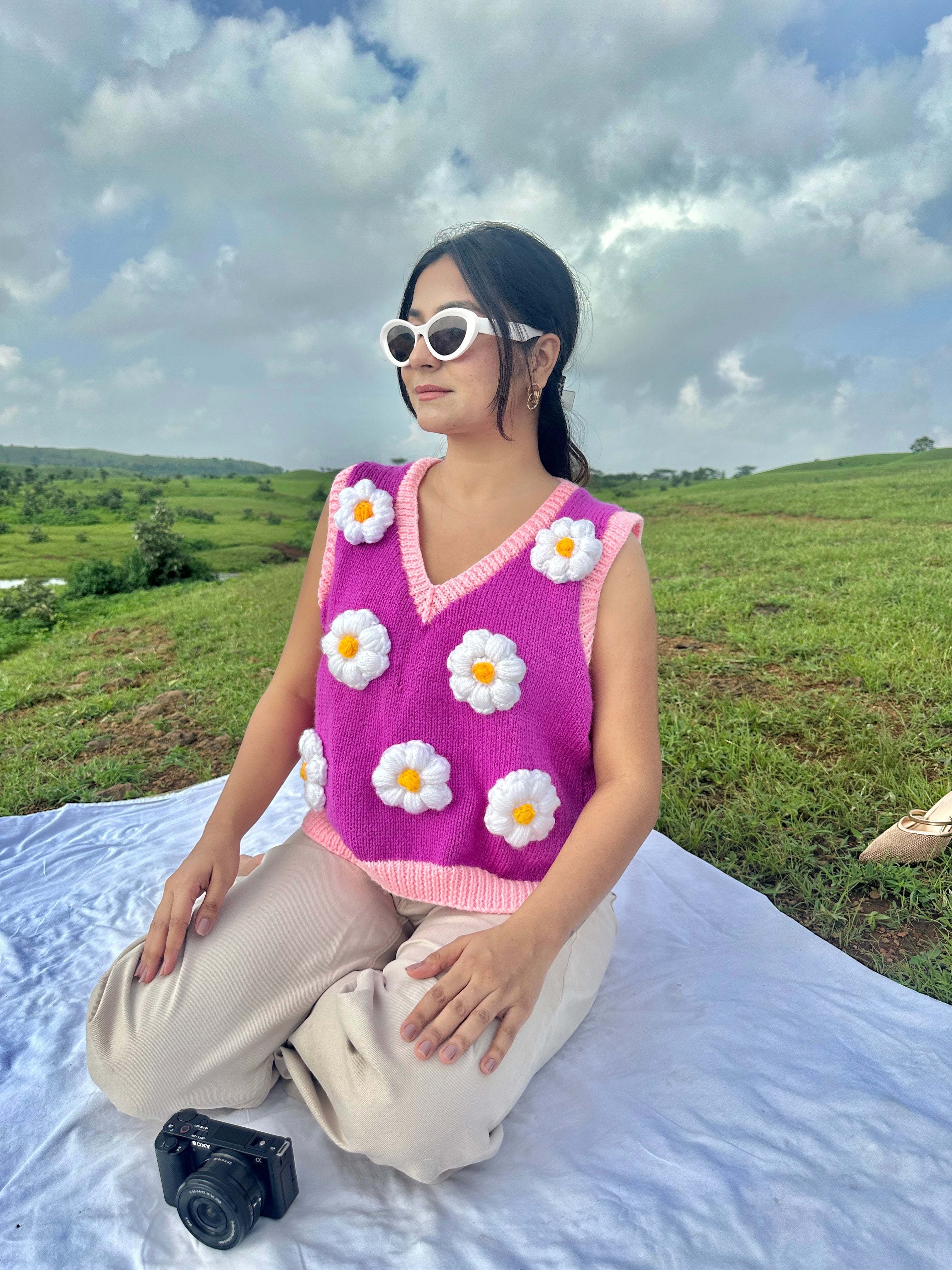 Pink Daisy Vest