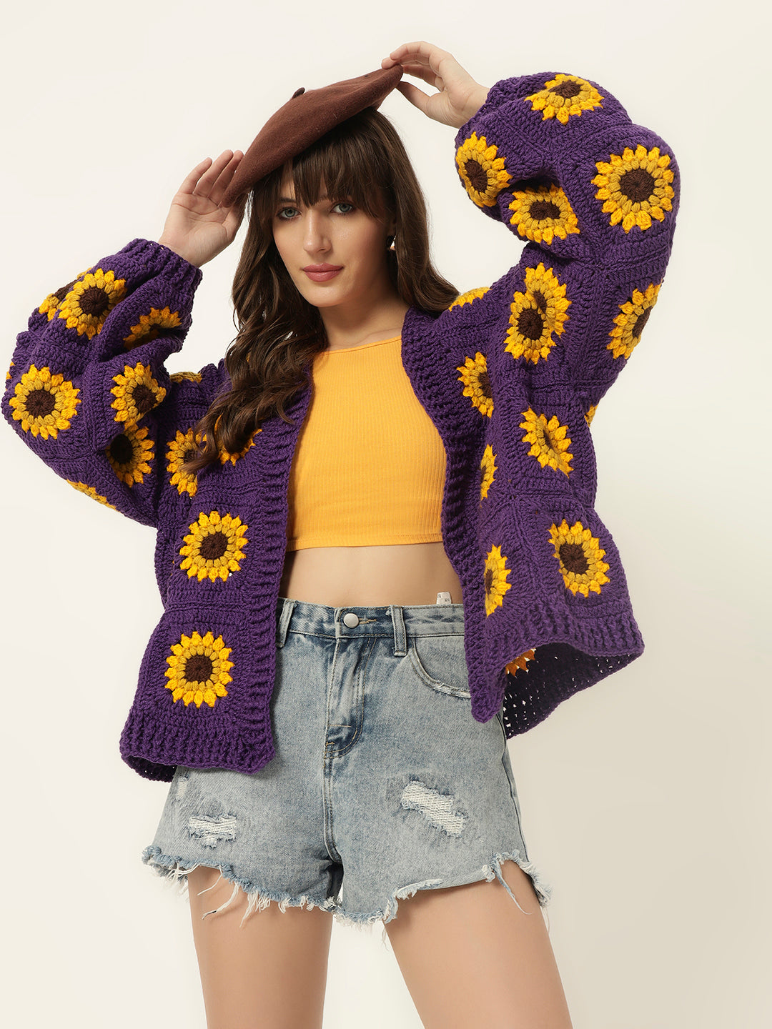 Rosemary Picnic Cardigan - Dark Purple