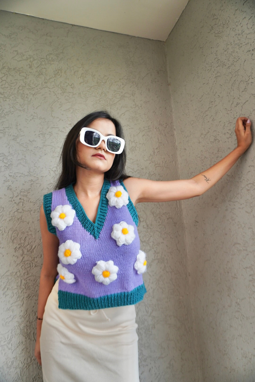 Purple Daisy Vest Coat