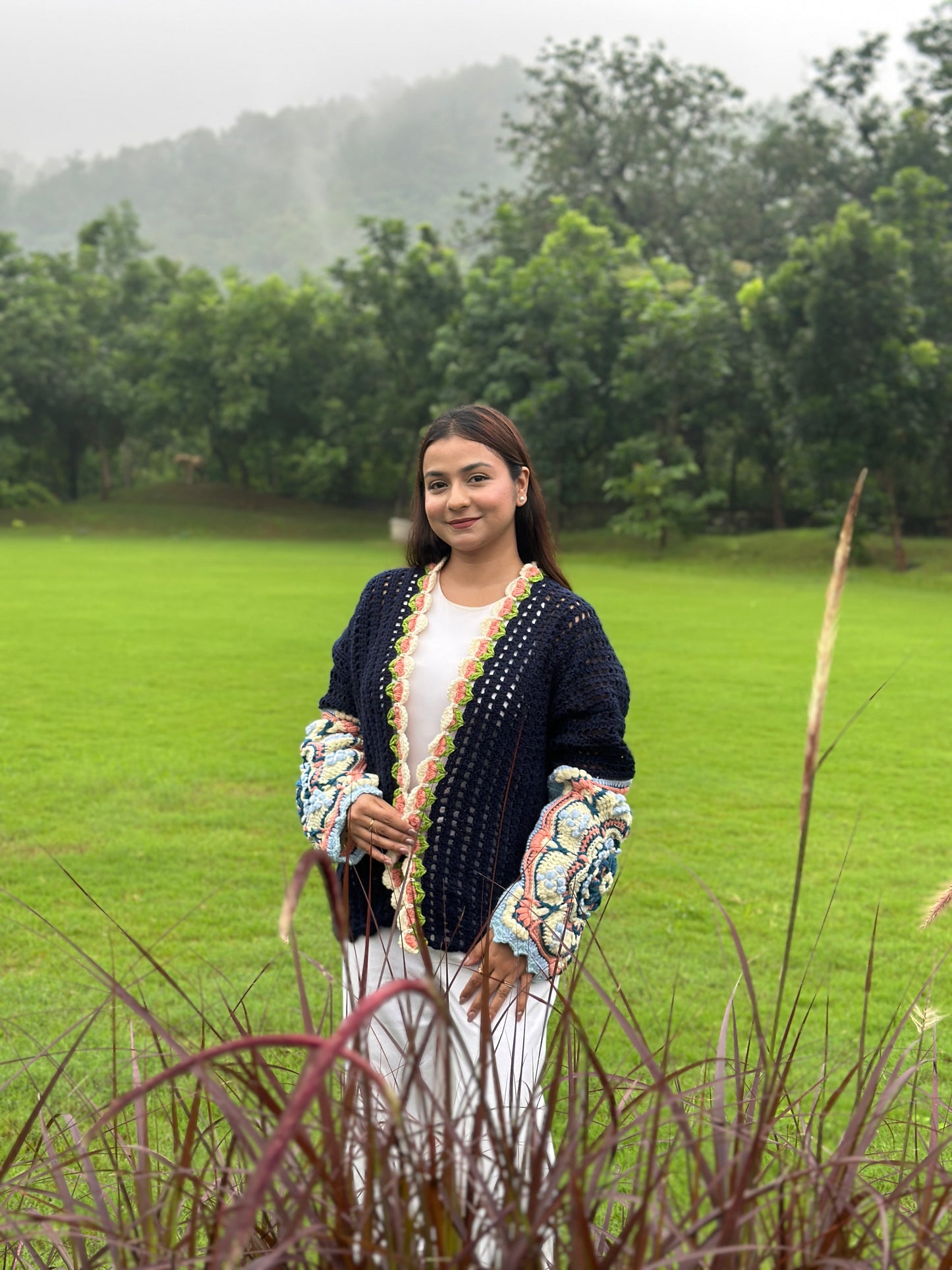 Intarsia Cardigan - NavyBlue