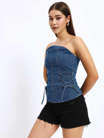 Denim Tube Knot Top