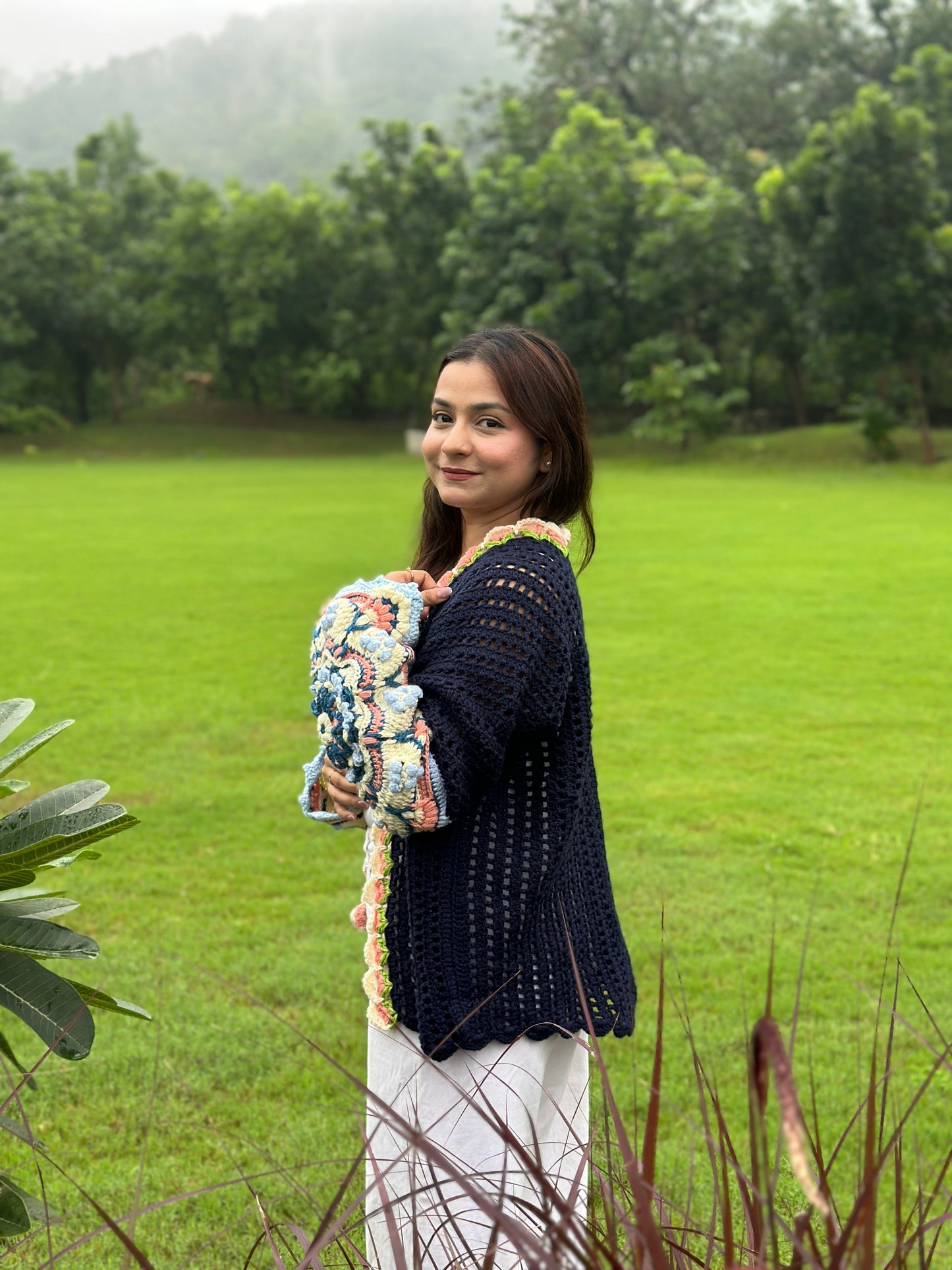 Intarsia Cardigan - NavyBlue