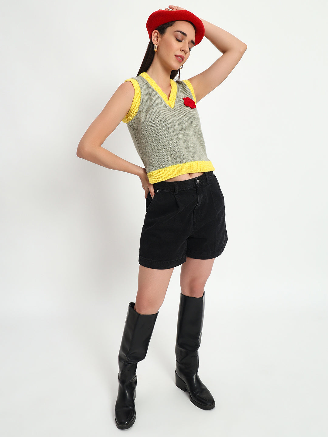 Tara Grey Yellow Vest