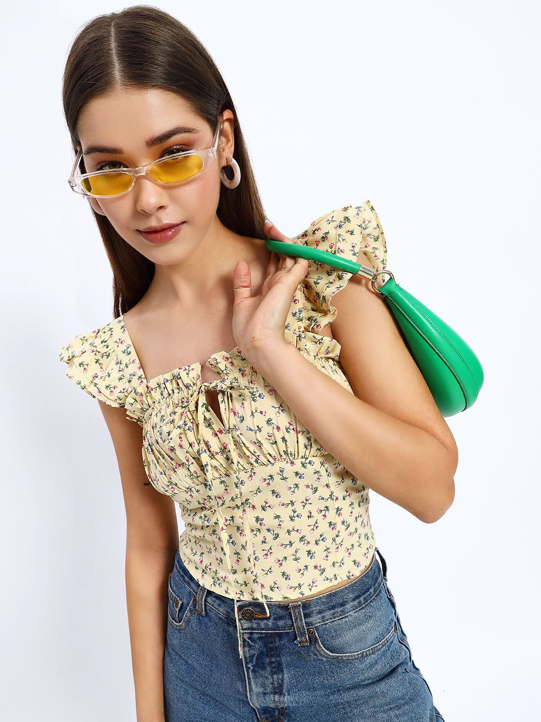 Yellow Floral Cute Top