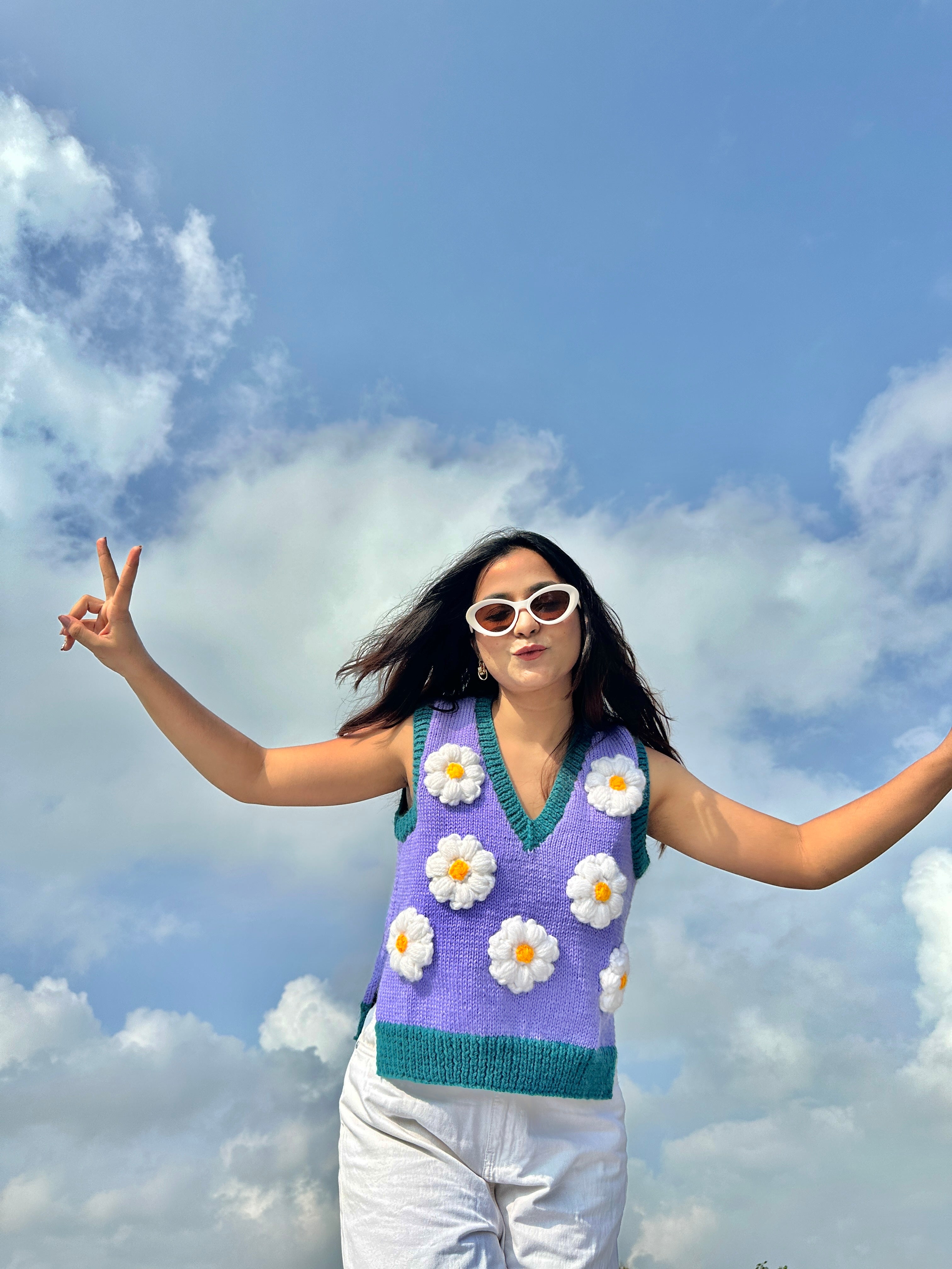 Purple Daisy Vest Coat