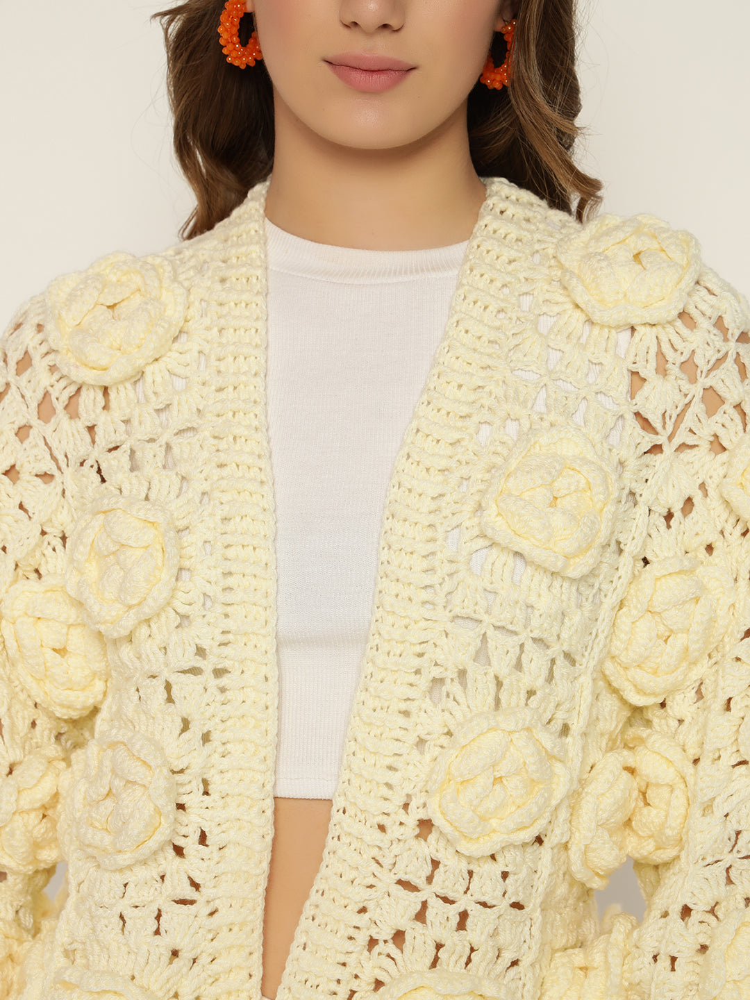 Cream chunky Rose Cardigan