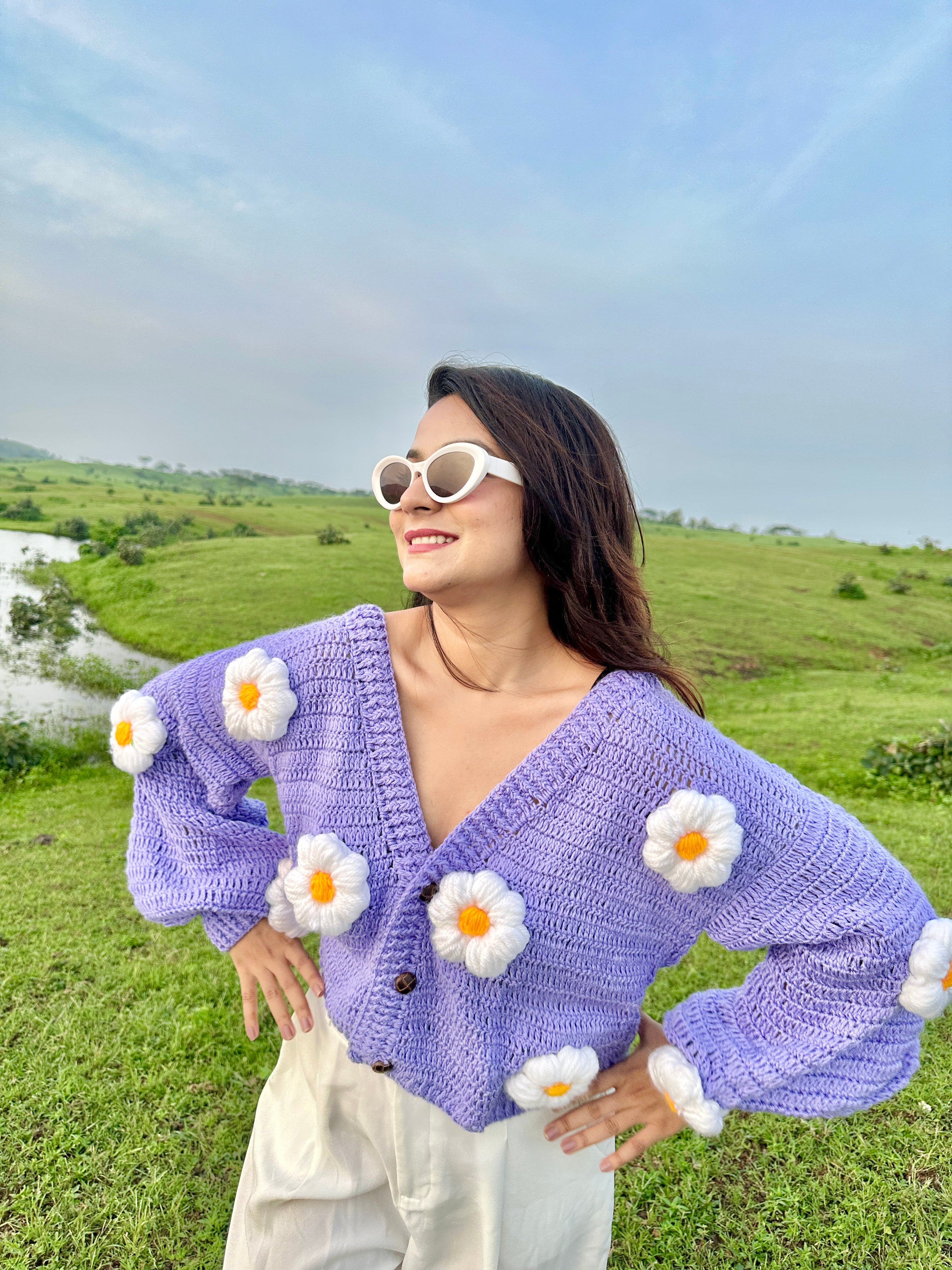 Purple Daisy Cardigan