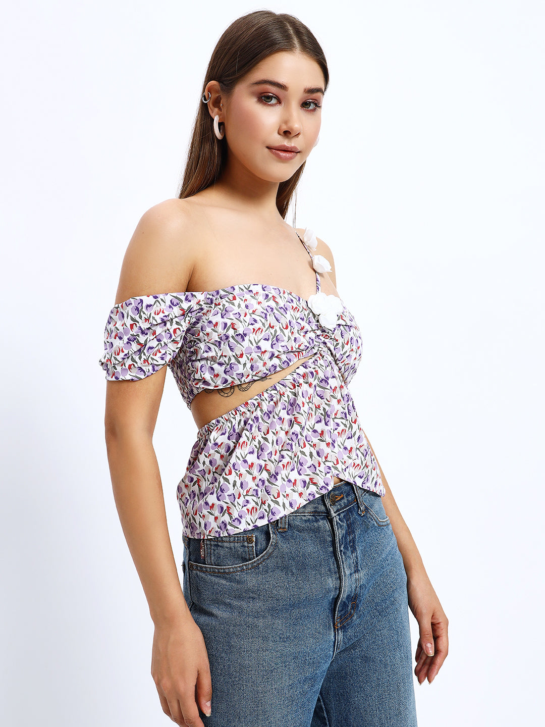 Korean Lilic Floral Top