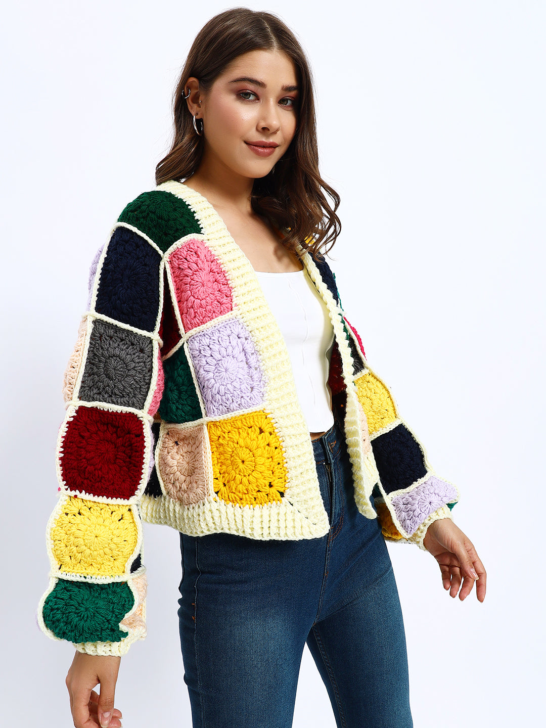 Multicoloured Patch Cardigan