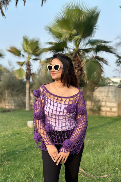 BeeQueen Purple Crochet Top