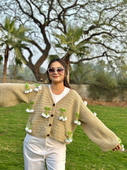 Hanging White Bell Flower Cardigan