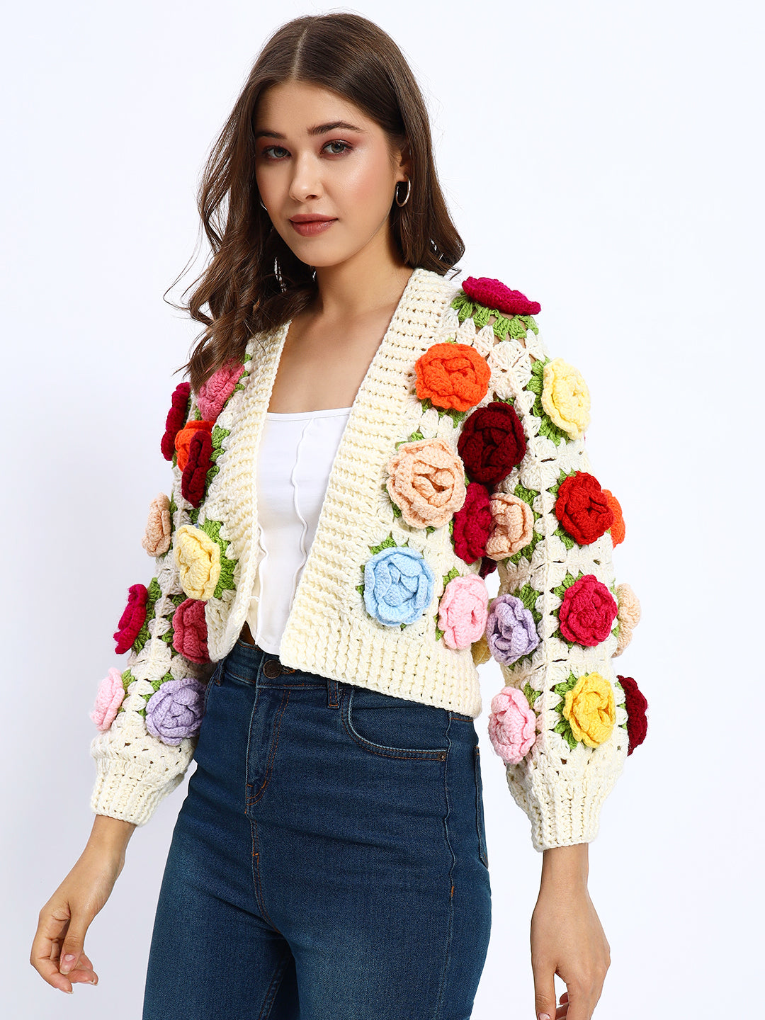 Multicoloured Rose Garden Cardigan