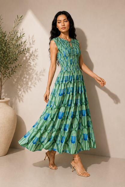 Floral A-Line Maxi Dress