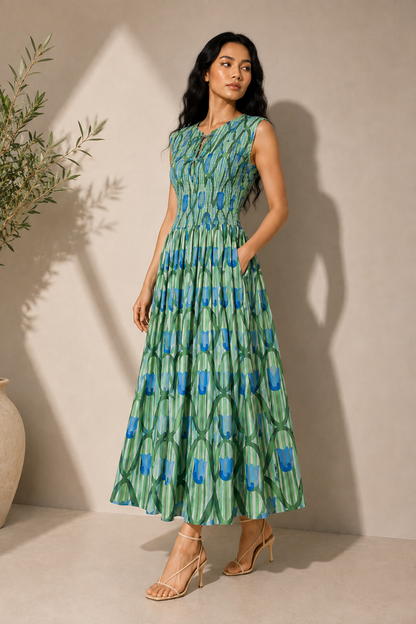 Floral A-Line Maxi Dress