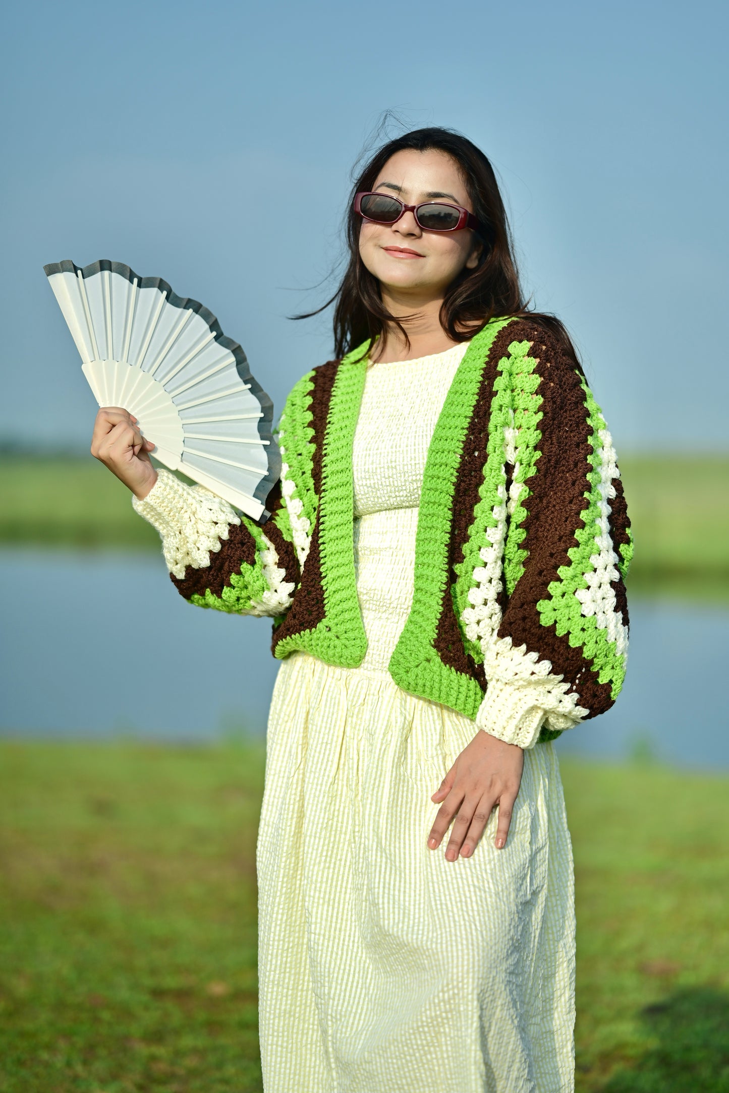 First Kiss Cardigan - Green Brown