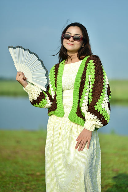 First Kiss Cardigan - Green Brown