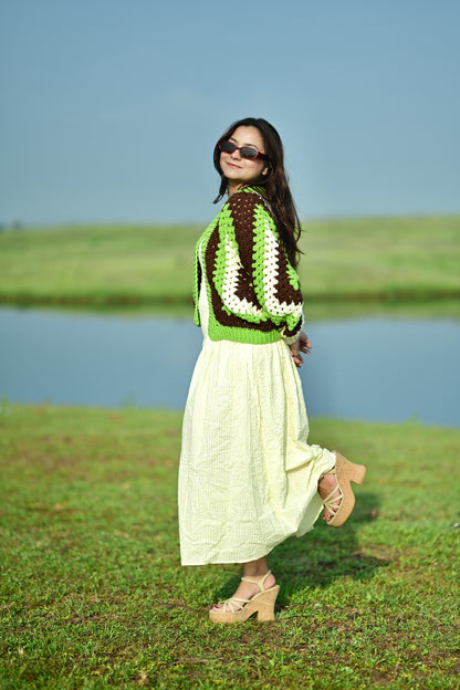 First Kiss Cardigan - Green Brown