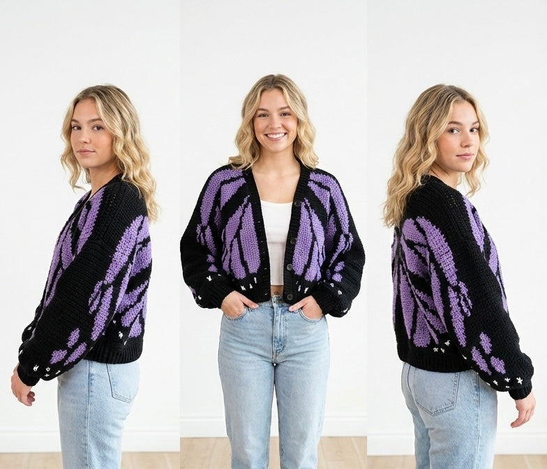 Purple Real Butterfly Cardigan