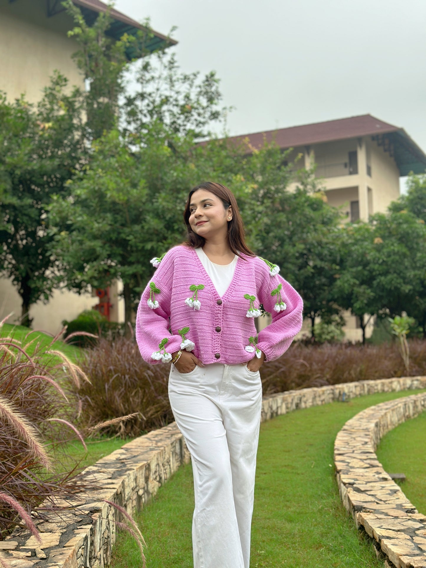Hanging Lavender Handmade Cardigan