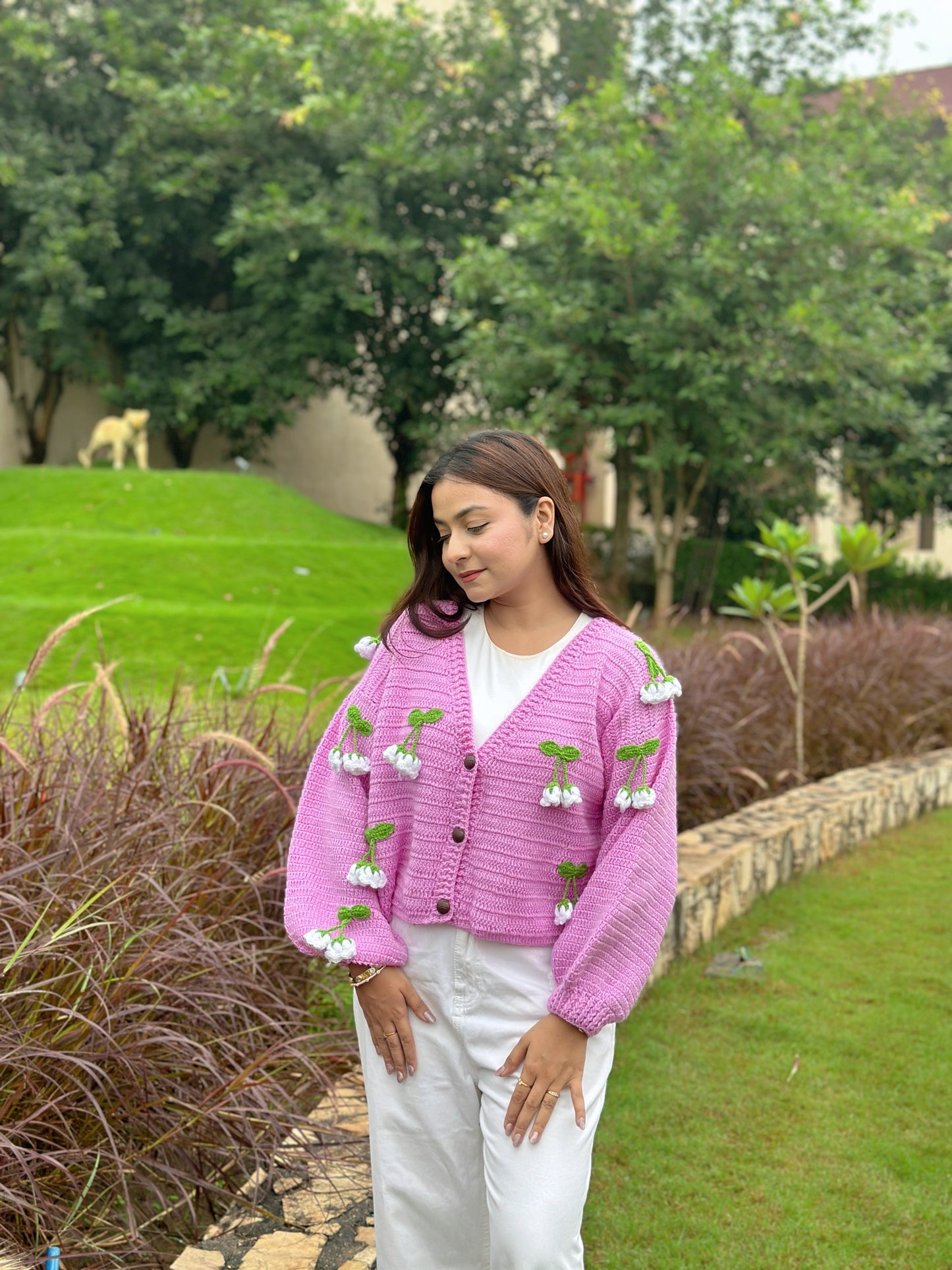 Hanging Lavender Handmade Cardigan