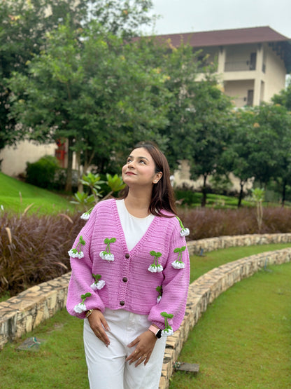 Hanging Lavender Handmade Cardigan