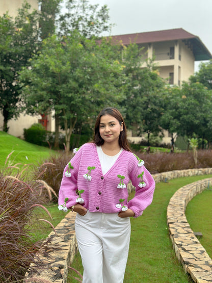Hanging Lavender Handmade Cardigan