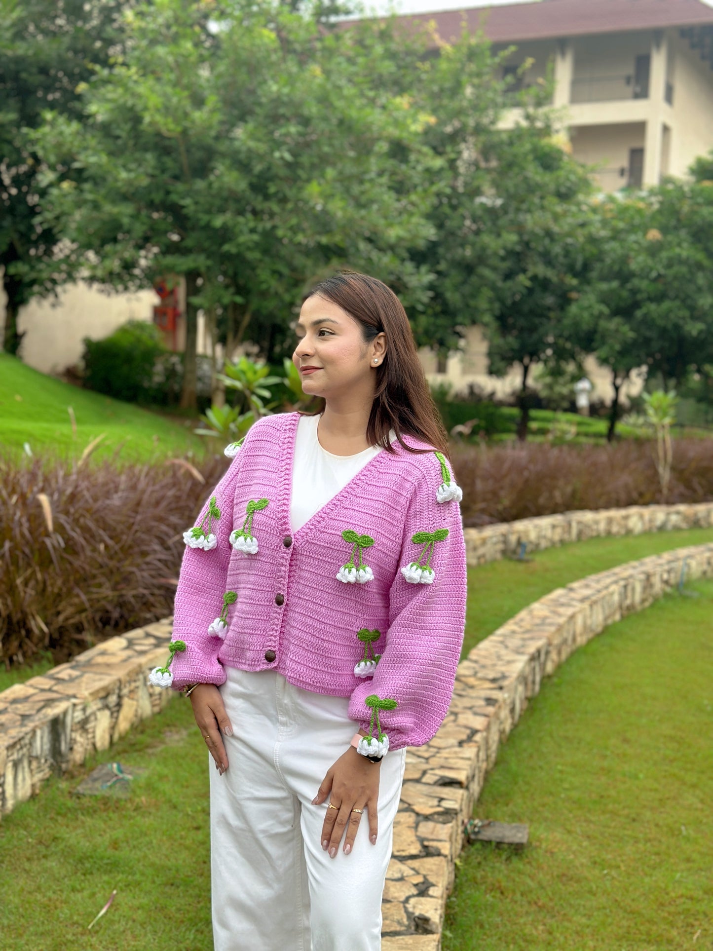 Hanging Lavender Handmade Cardigan