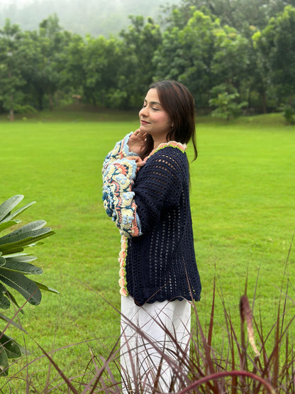 Intarsia Cardigan - NavyBlue