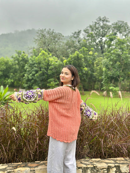 Intarsia Cardigan - Peach