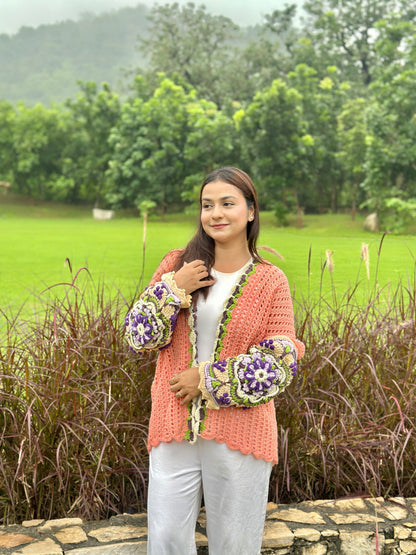 Intarsia Cardigan - Peach