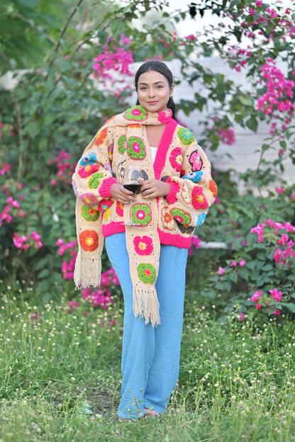 Mohair Cardigan With Scarf