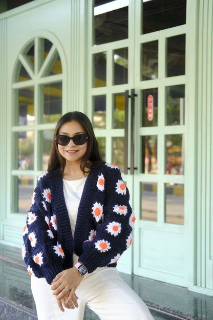 Dark Navy Blue Picnic Cardigan