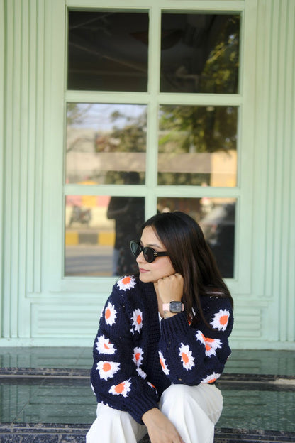 Dark Navy Blue Picnic Cardigan