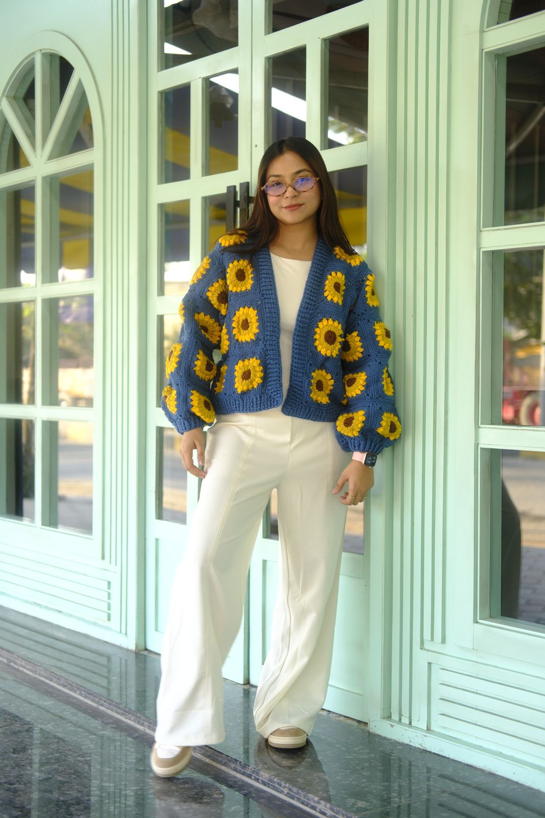Teal Blue Picnic Cardigan