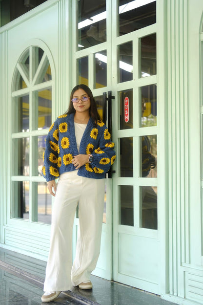 Teal Blue Picnic Cardigan