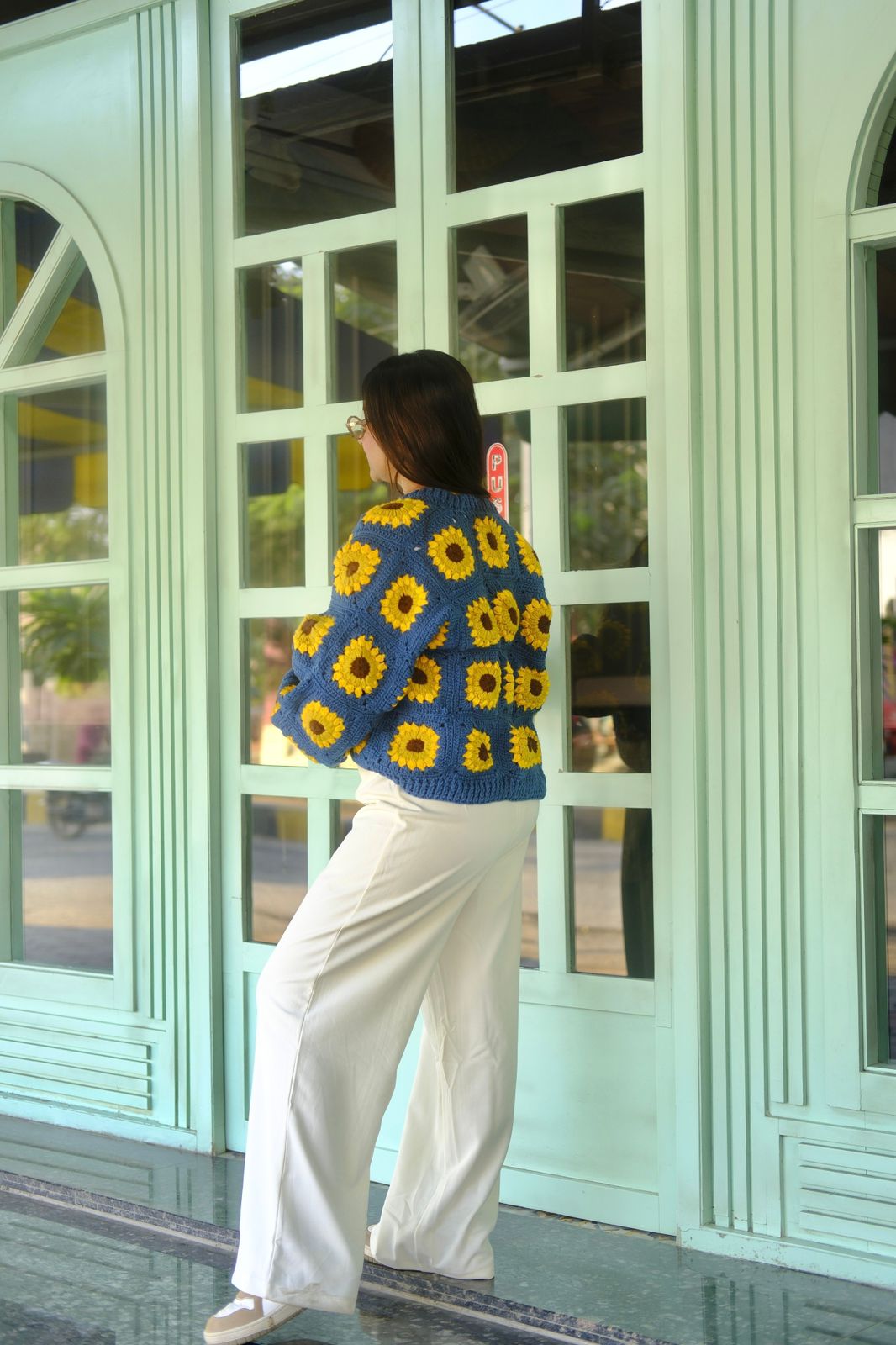 Teal Blue Picnic Cardigan