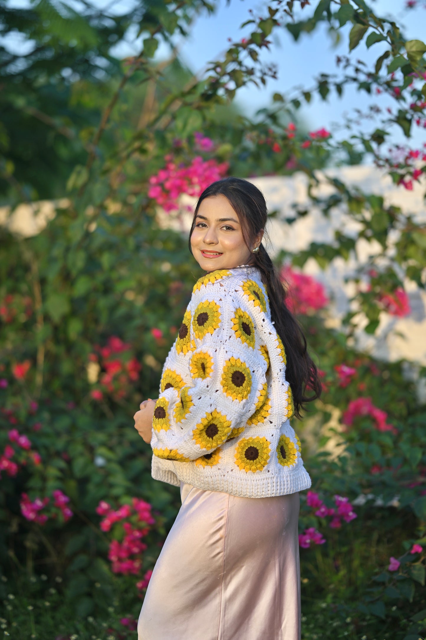 White Picnic Granny Cardigan