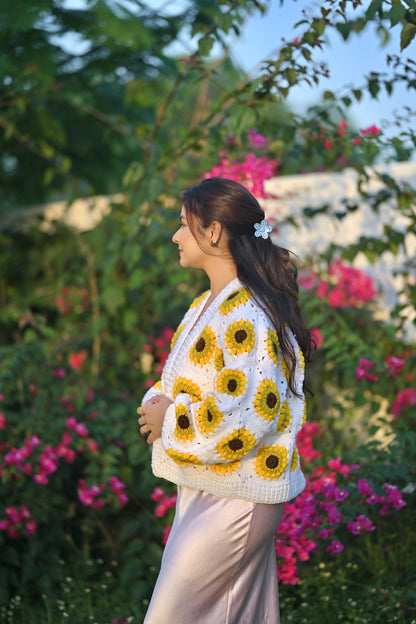 White Picnic Granny Cardigan