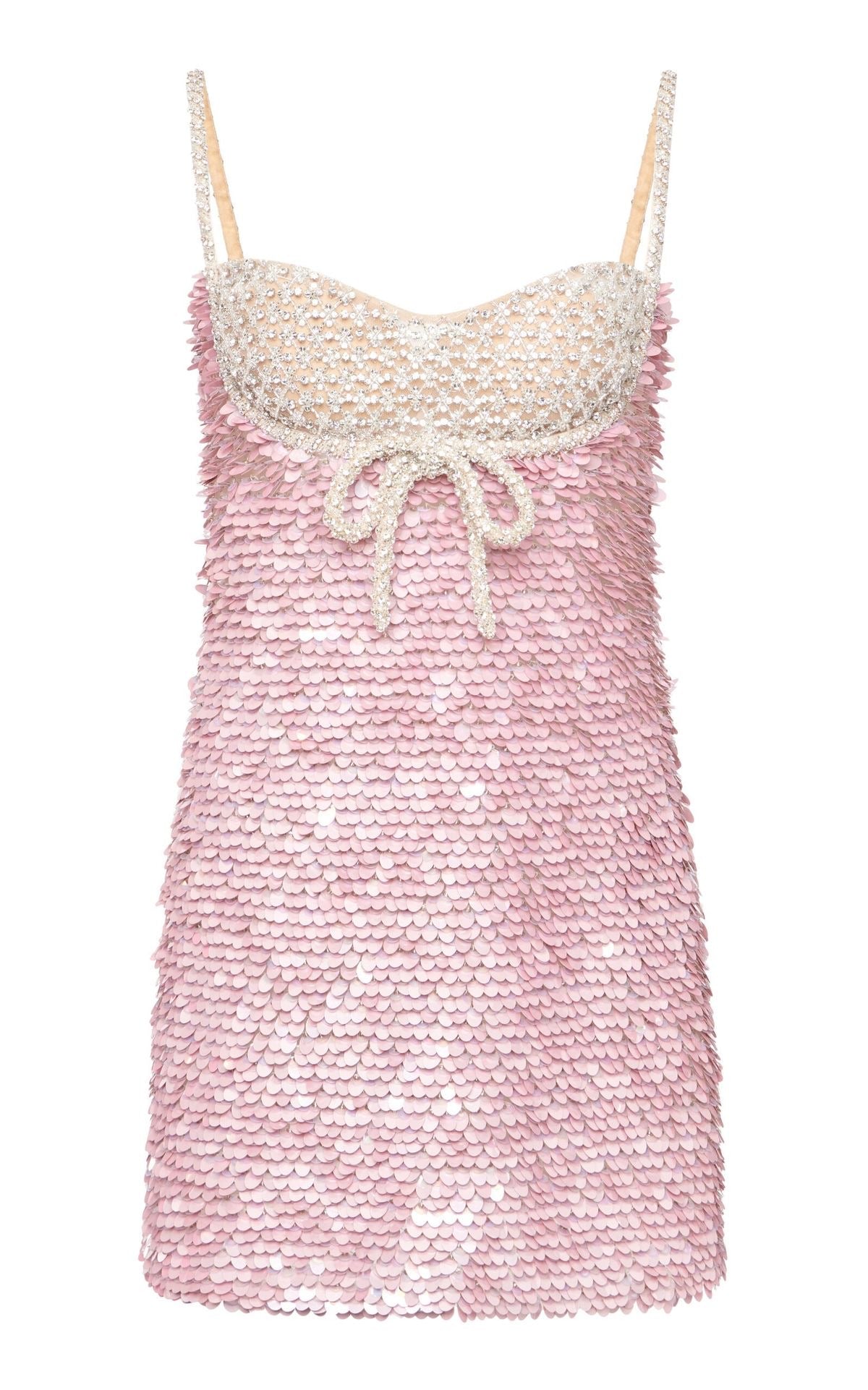 Pink Sequin Mini Party Dress with Bow Detail