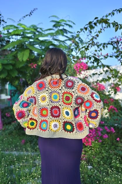 Sand Granny Square Cardigan
