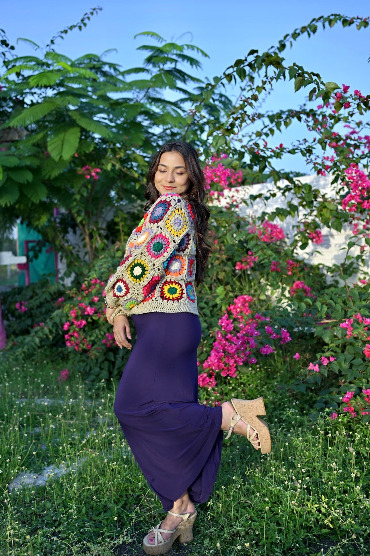 Sand Granny Square Cardigan