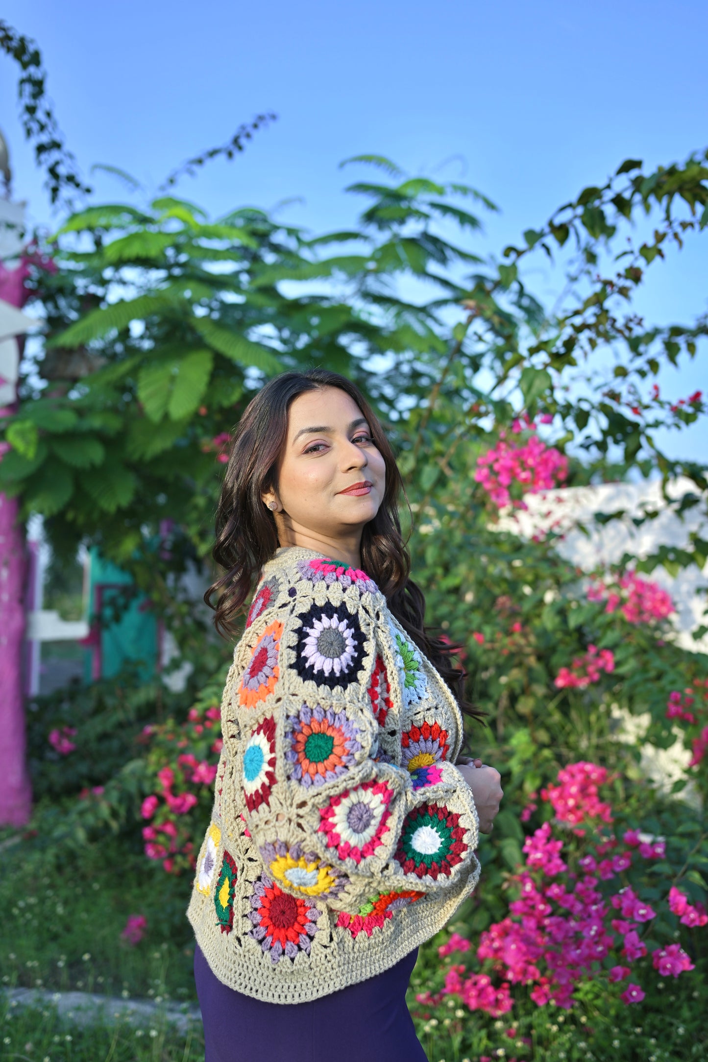 Sand Granny Square Cardigan