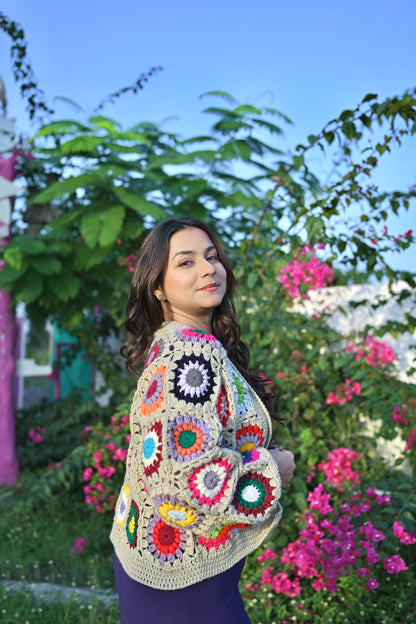 Sand Granny Square Cardigan