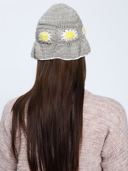 Grey Daisy Beanie