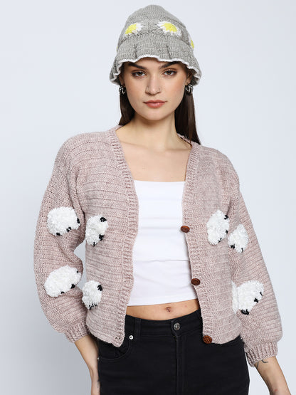 Grey Daisy Beanie